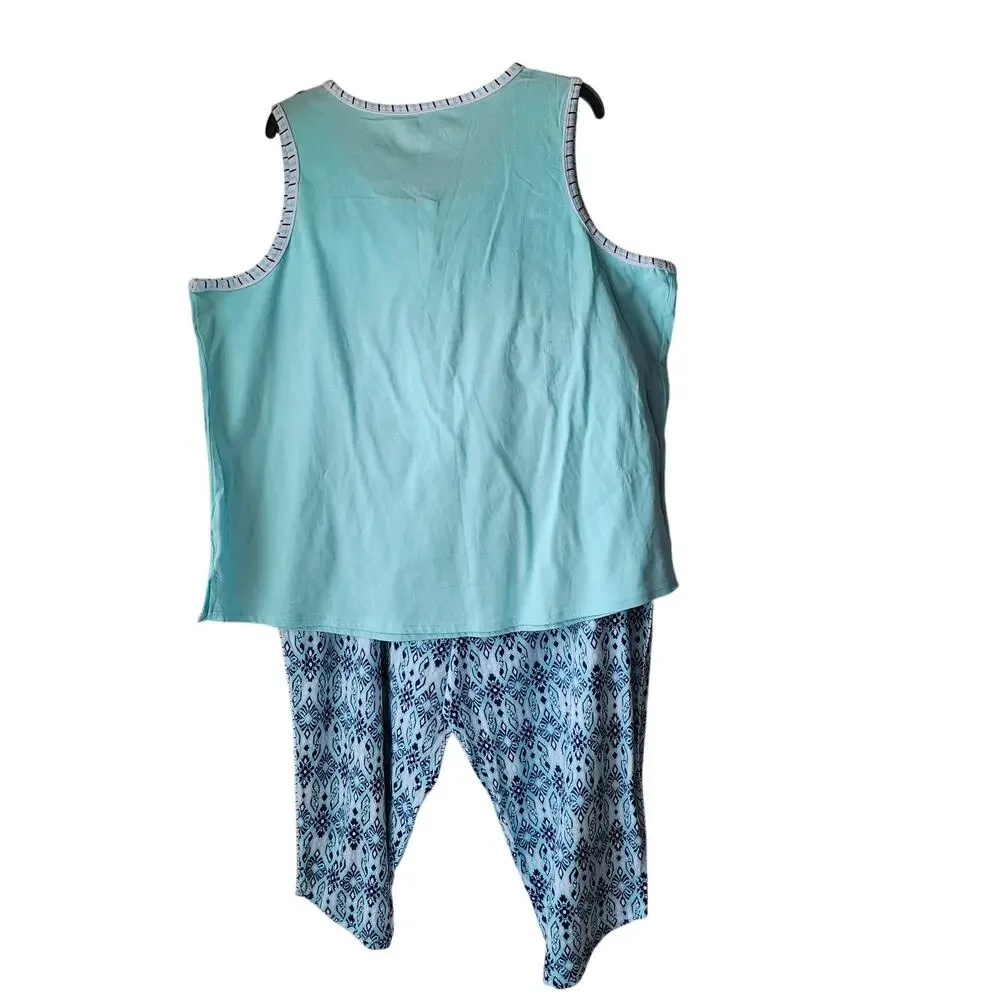 NWT Carole Hochman 2-Piece Pajama Set Aqua Blue | Cozy Lounge Sleepwear Women 2X - Picture 10 of 16